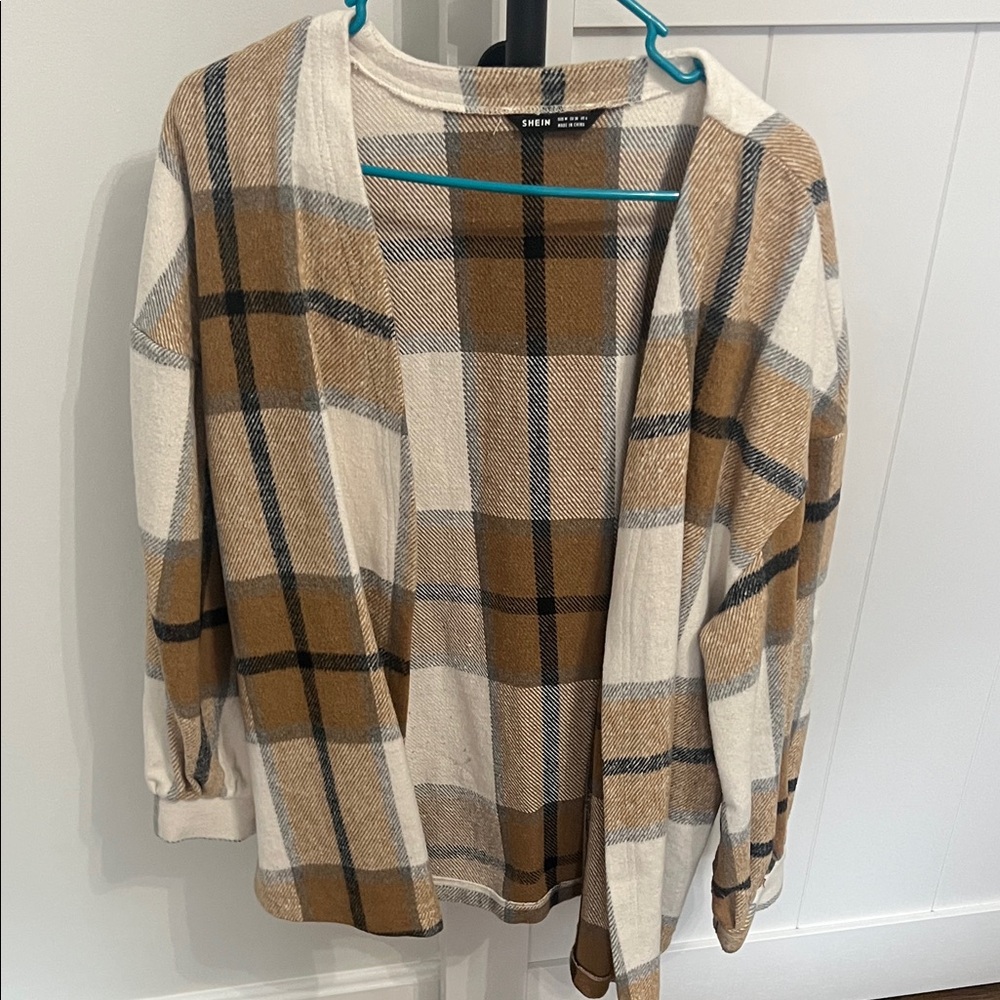 Plaid Open Front Cardigan